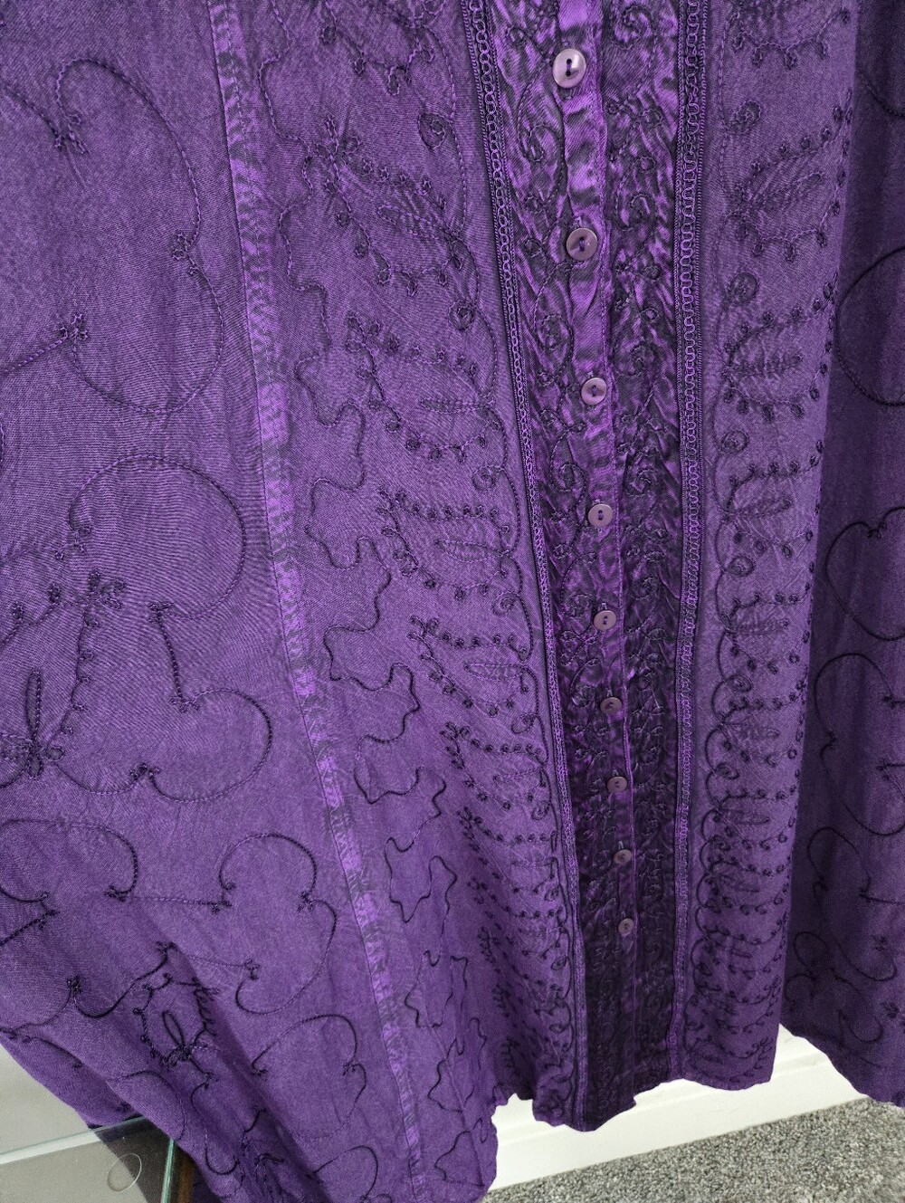 Flower Whimsigoth Fairycore Embroidered Maxi Dress. Purple. Size plus size one. - Picture 3 of 7